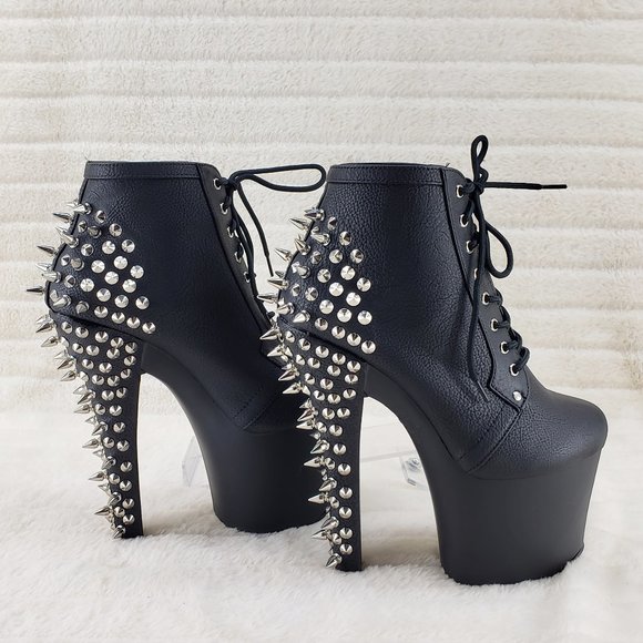 Pleaser Shoes - Spikes & Studs High Heel Platform Punk Rock Ankle Boots Fearless